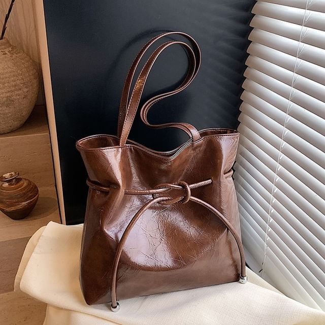 Leather Bag Tote Faux Knot