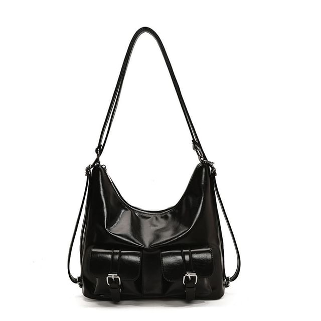 Faux Backpack Leather Multi-Pocket