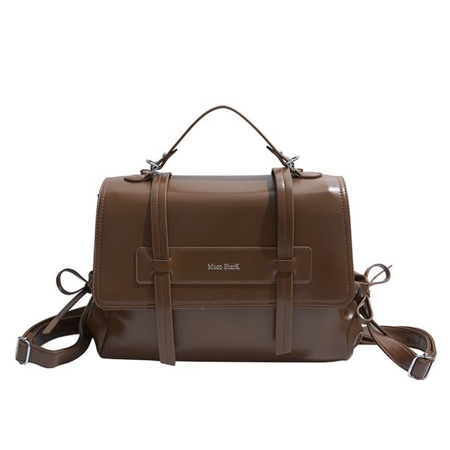 Lettering Faux Backpack Leather