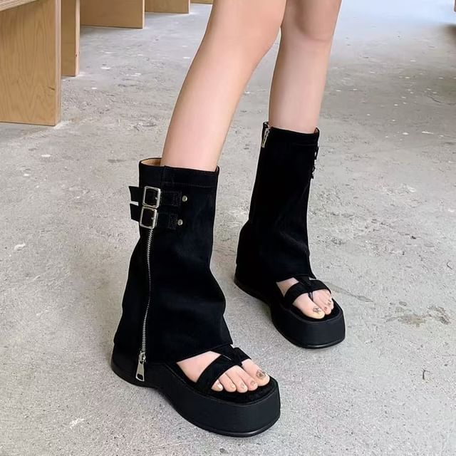 Loop Platform Toe Buckled Sandals Gladiator