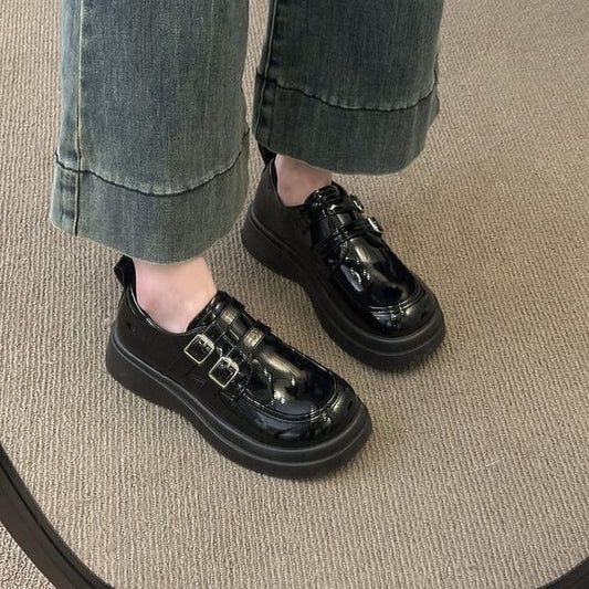 Loafers Platform Leather Faux Buckled