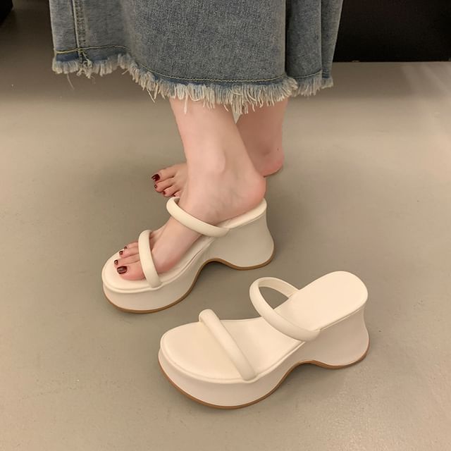 Slide Heel Wedge Sandals Platform