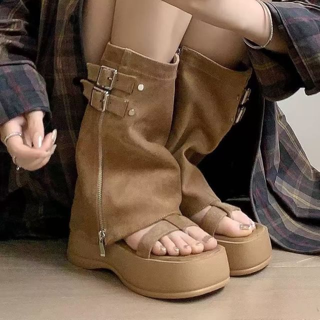 Loop Platform Toe Buckled Sandals Gladiator