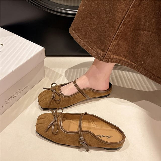 Jane Mules Bow Square-Toe Mary