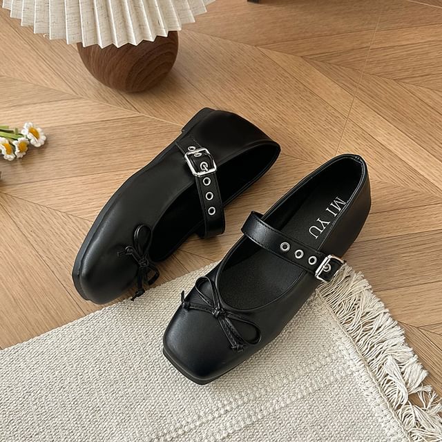 Jane Shoes Square-Toe Bow Mary