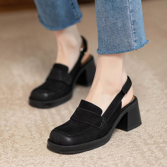 Heel Slingback Sandals Chunky