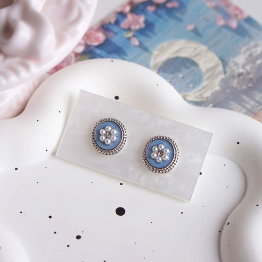 Stud Pearl Rhinestone Faux Clip-On / Flower Ear Earring