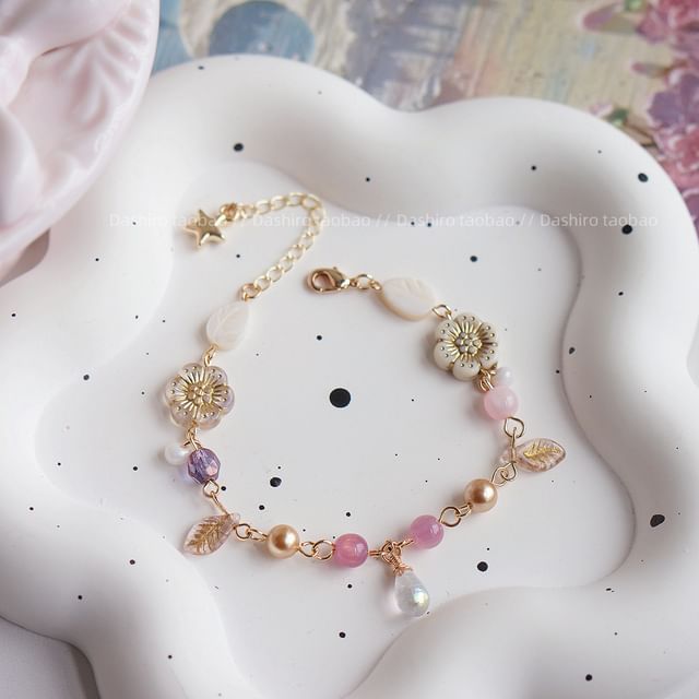 Bracelet Gemstone Flower Beaded