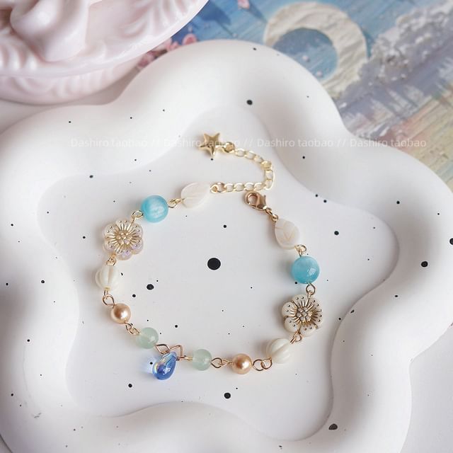 Bracelet Gemstone Flower Beaded