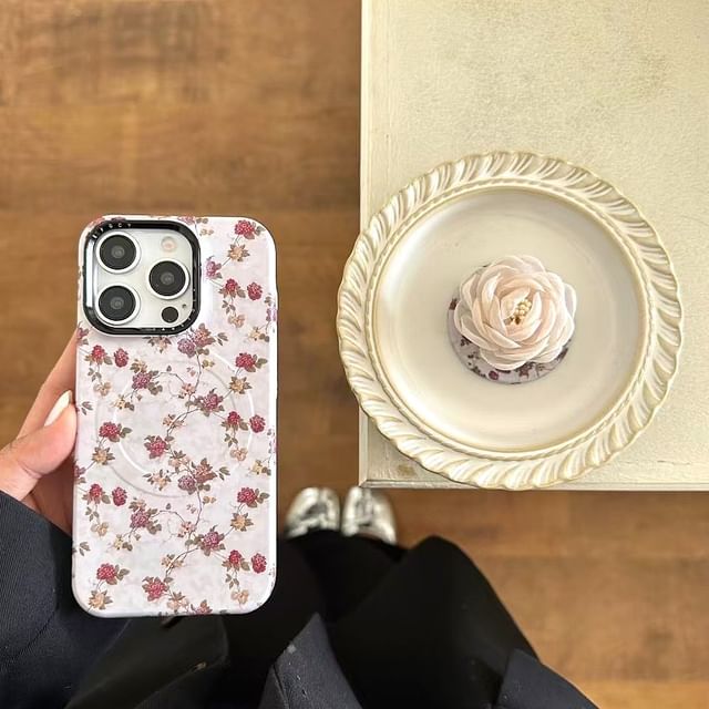 Case (Compatible MagSafe) with Floral Magnetic Phone