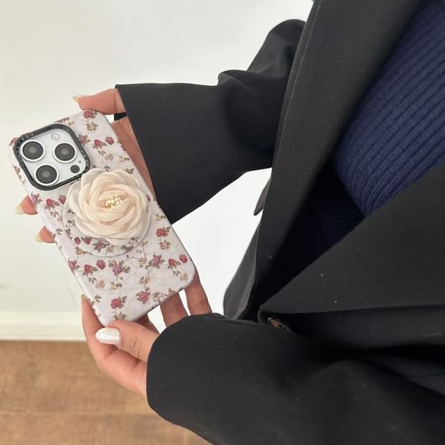 Case (Compatible MagSafe) with Floral Magnetic Phone