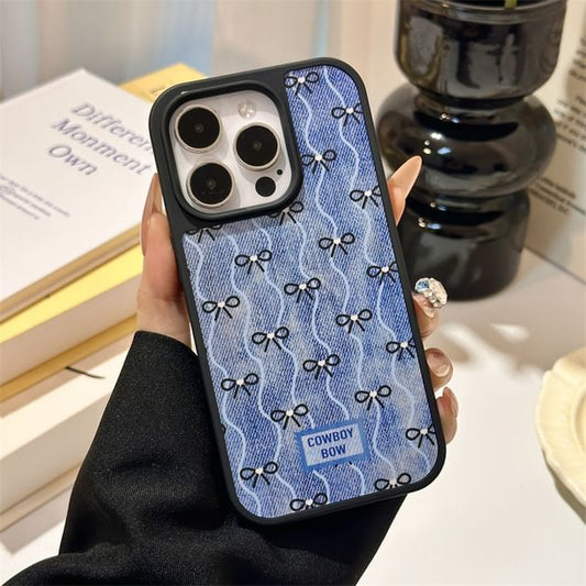 Phone Bow Case Wavy Denim