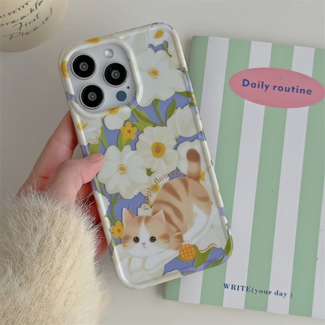 Case Floral Phone Cat