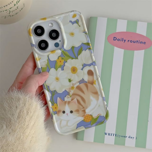 Case Floral Phone Cat