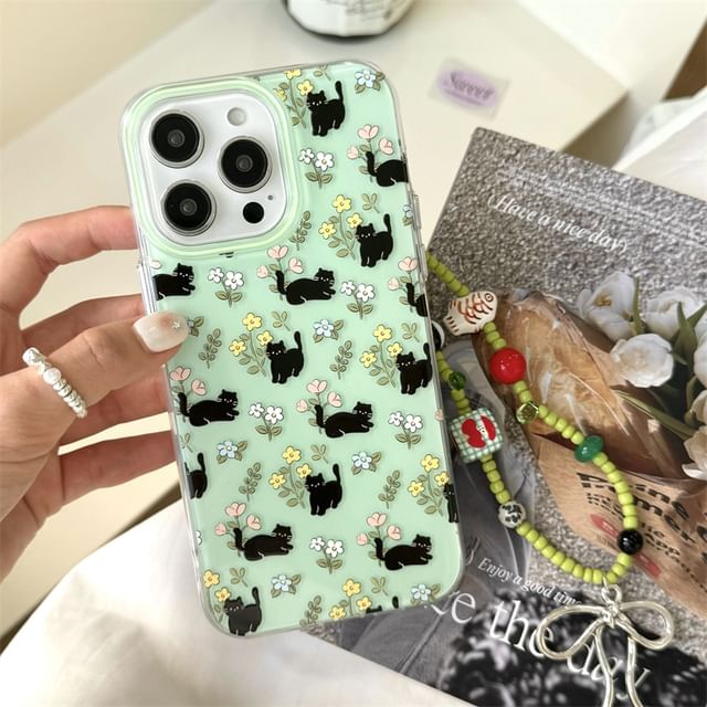 Floral Case Phone Cat