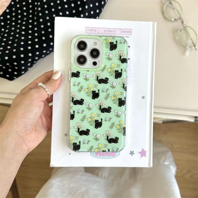 Floral Case Phone Cat