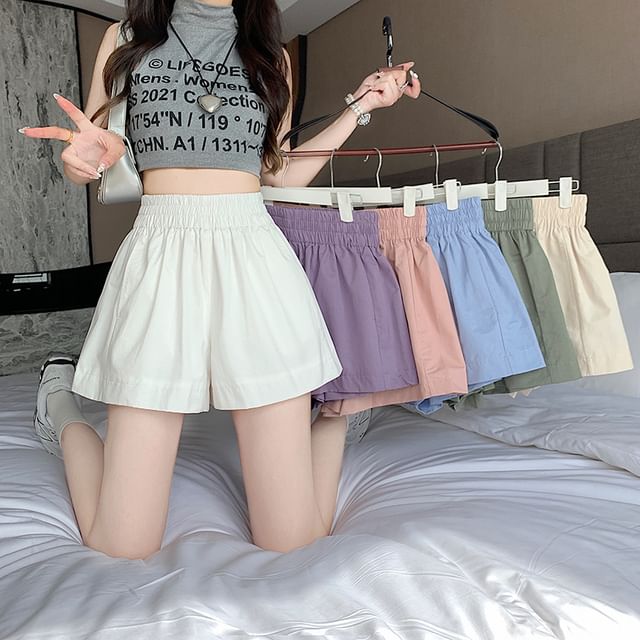 Waist Elastic Shorts Plain
