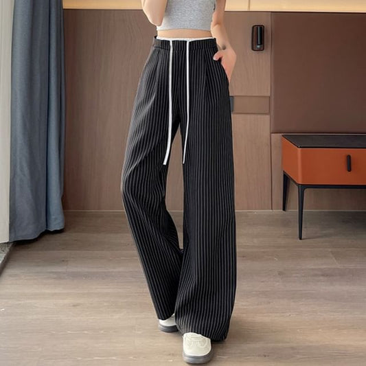 Pants (Various Pinstriped Drawstring Leg Wide Waist Designs)