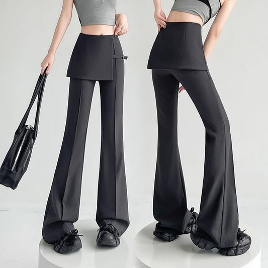 Designs) Suit (Various Overlay Skirt Flared High Buckled Pants Waist