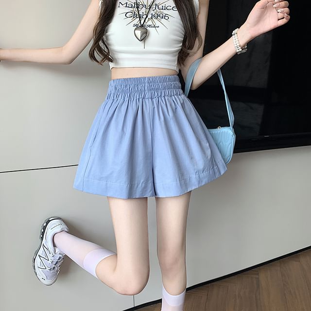 Waist Elastic Shorts Plain