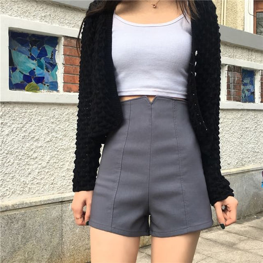 Waist High Shorts Dress Plain