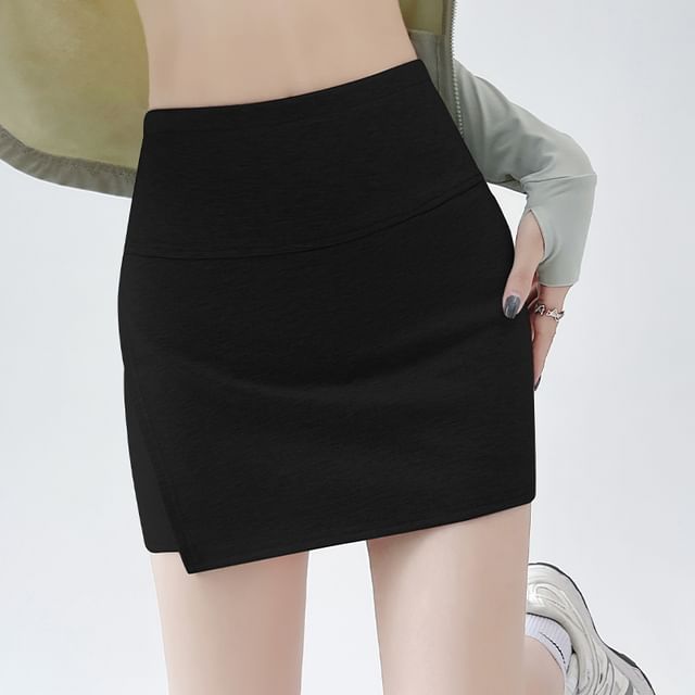 High Skort Plain Slit Waist