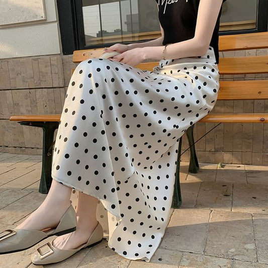 Skirt Dotted Rise A-Line Maxi High