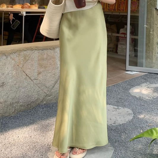 Skirt Maxi Plain H-Line Rise High