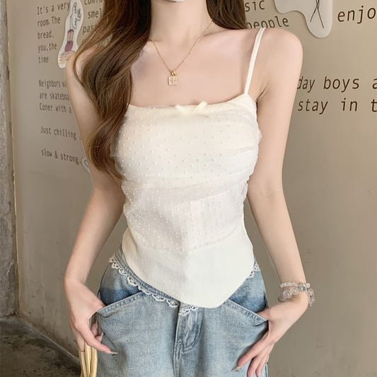 Fit Slim Cami Dotted Top Bow Panel