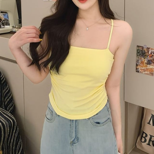 Ruched Slim Racerback Top Camisole Fit Padded