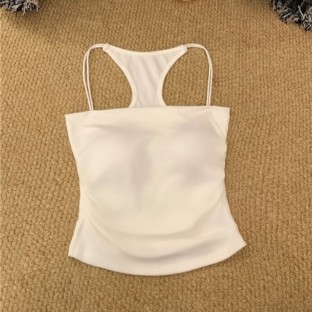 Ruched Slim Racerback Top Camisole Fit Padded