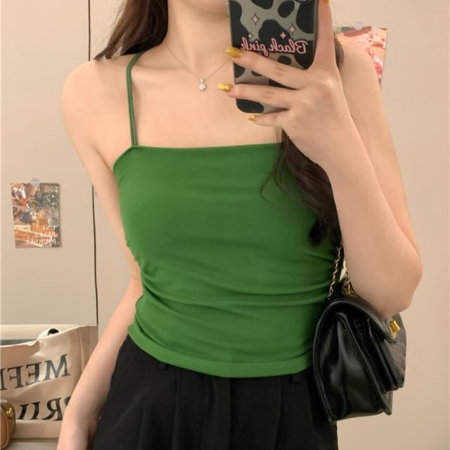 Ruched Slim Racerback Top Camisole Fit Padded