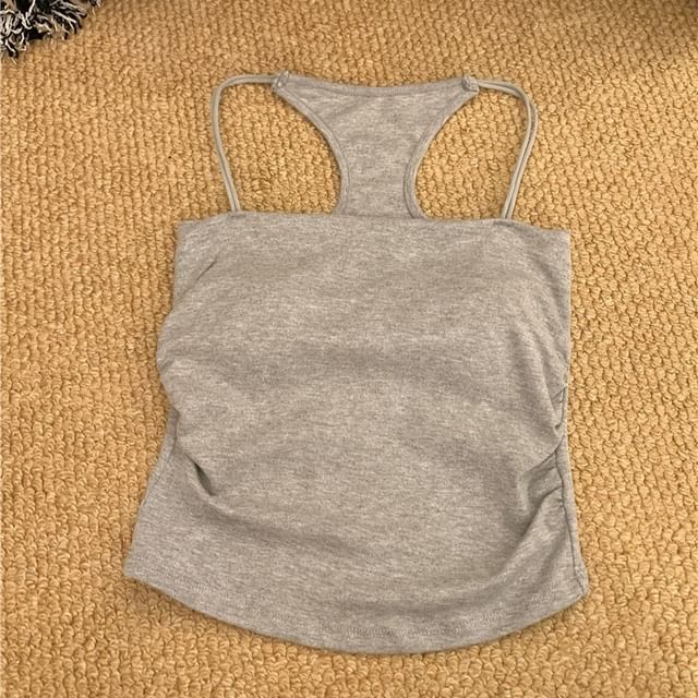 Ruched Slim Racerback Top Camisole Fit Padded