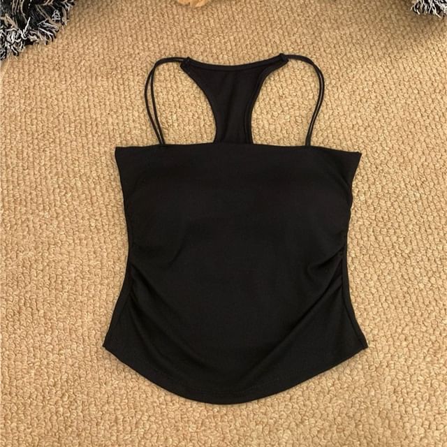 Ruched Slim Racerback Top Camisole Fit Padded