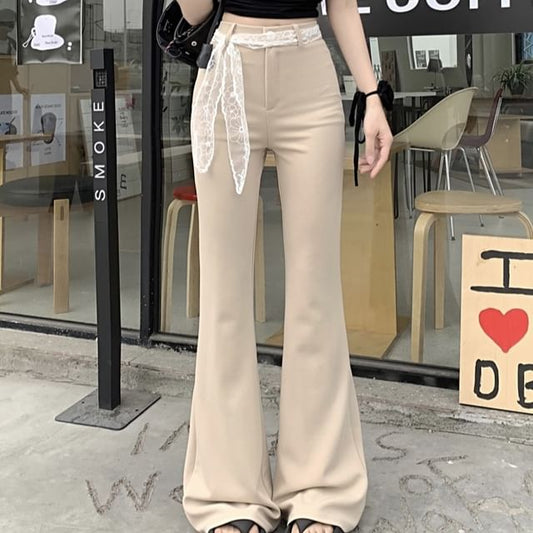 Plain Waist Bootcut Pants High