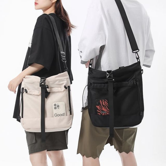 Panel Bag Mesh Buckled Crossbody Nylon