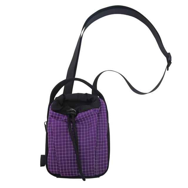 Plaid Crossbody Mobile Nylon Phone Drawstring Bag