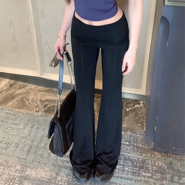 Mid / Rise Rhinestone Plain Flared Padded Camisole Top Pants