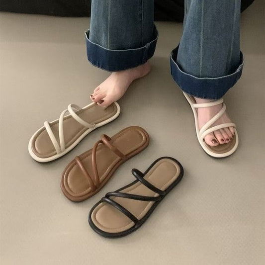 Flat Faux Leather Sandals
