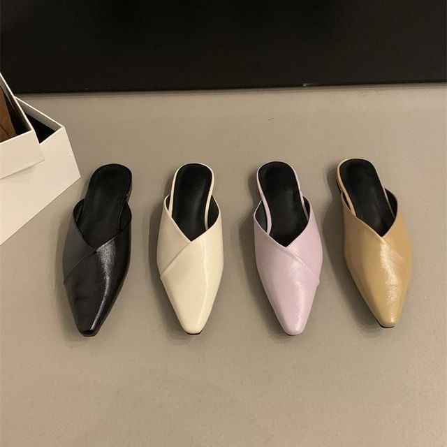 Leather Mules Pointed Faux