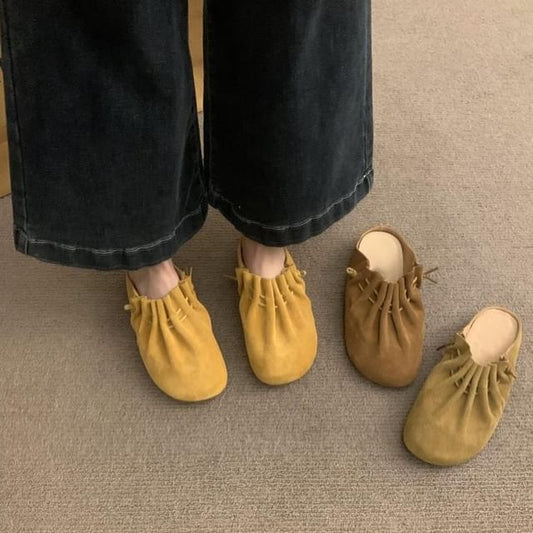 Leather Cinched Mules Faux