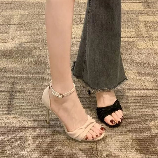 High Twisted Strap Sandals Heel