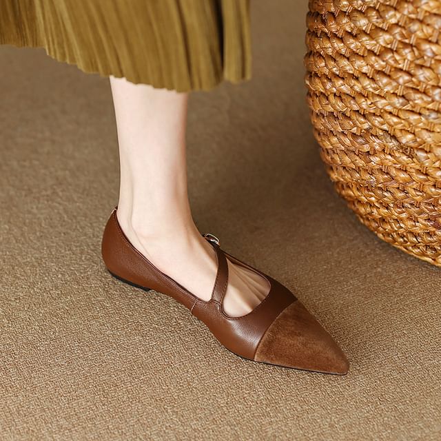 Leather Flats Faux Pointed