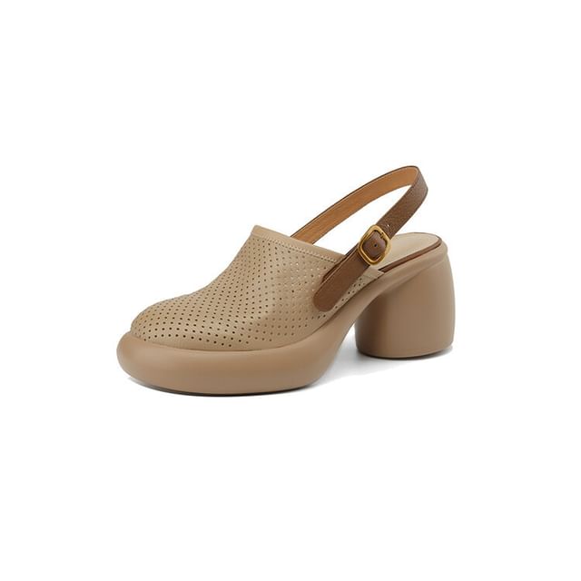Perforated Clogs Block Heel