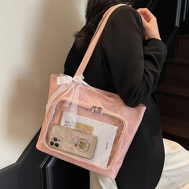 Panel Leather PVC Bag Faux Plain Tote