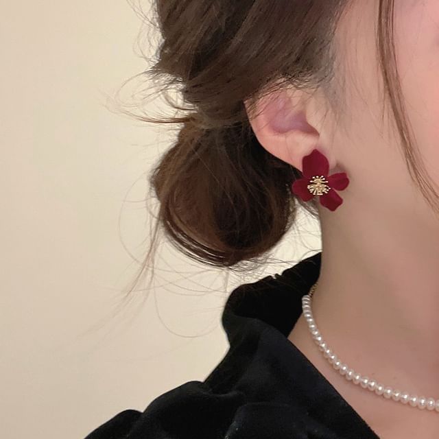 Velvet Flower Stud Earring