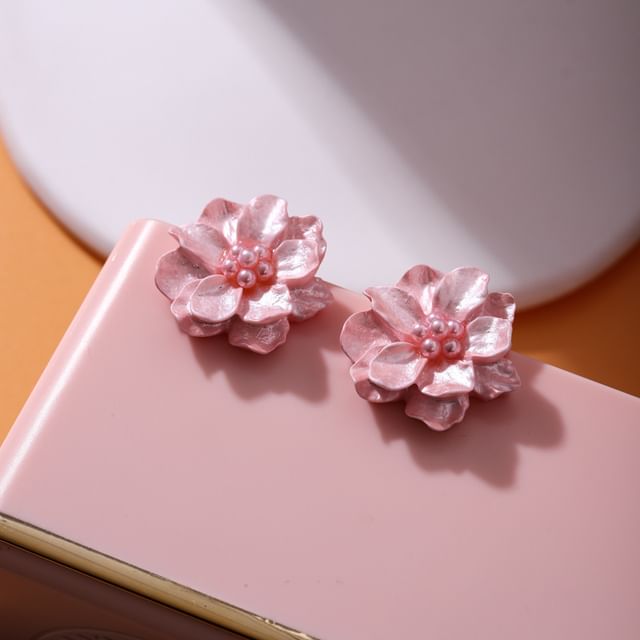 Stud Earring Flower Faux Pearl
