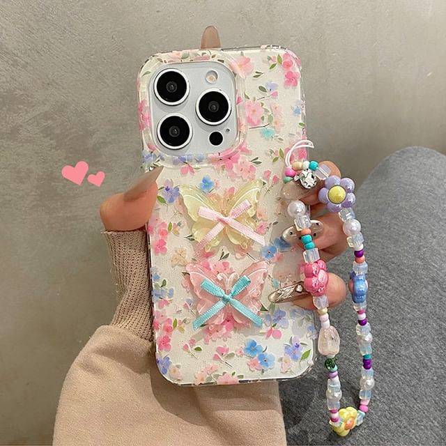 Case Decoration Phone Ribbon Floral Strap Adhesive Set /