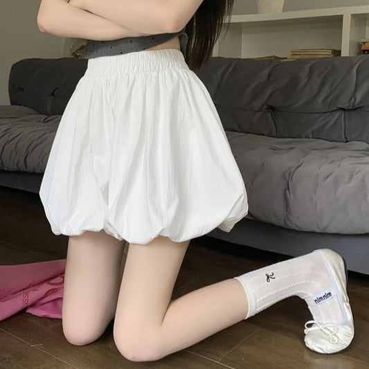 Bubble Plain Waist Shorts High