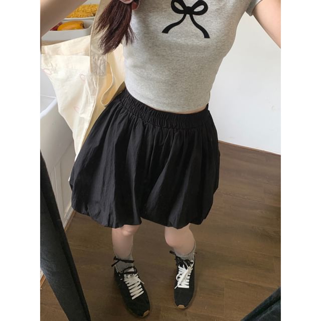 Bubble Plain Waist Shorts High